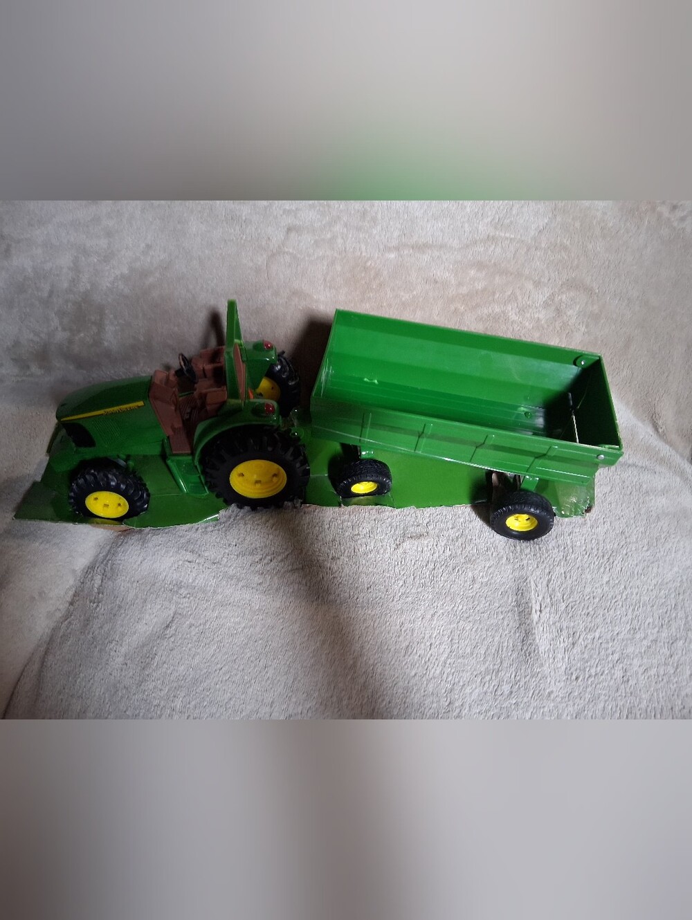 John Deere Green Toy Tractor with Tipping Trailer - Kids Farm Play